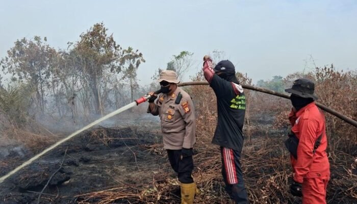 Polisi-TNI Berjibaku Padamkan Api, 10 Hektare Lahan di Bengkalis Terancam