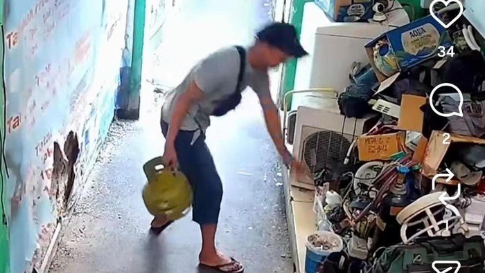Pria Curang! Curi Tabung Gas 3KG di Pasar Minggu, Polisi Marah!